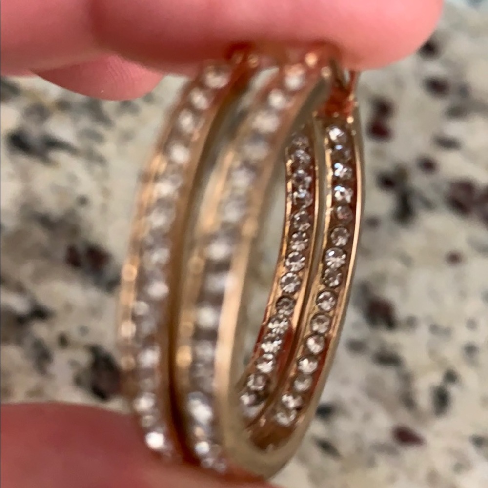 Swarovski Crystal Hoop Earrings Rose Gold - Picture 5 of 5